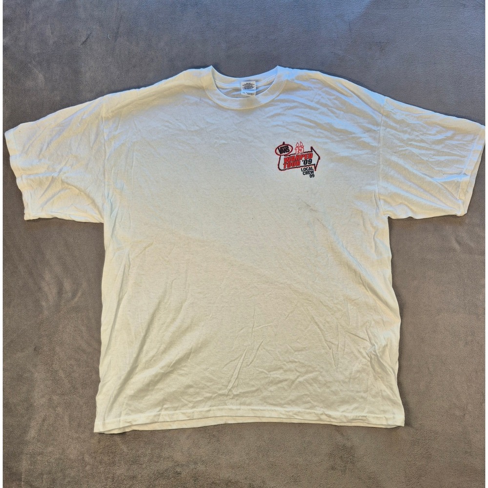 Vans Warped Tour 09 Local Crew Shirt Mens 2XL White Gildan Heavy Cotton Graphic